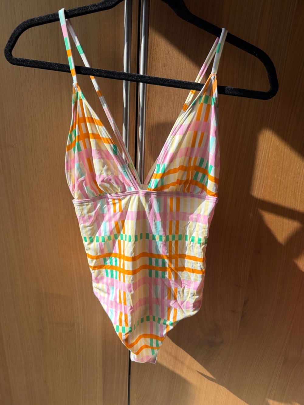 Multi-Color Striped V-Neck One-Piece Swimsuit